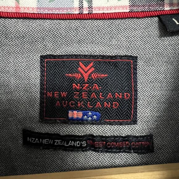 NZA New Zealand Auckland Shirt Mens Large Blue Plaid Waitaki Button Up Casual - Picture 3 of 16